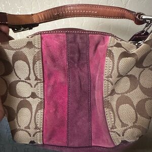 Authentic COACH Women's Pink Purple and signature brown logo
